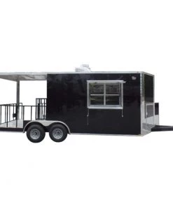 8.5' x 20' Concession Food Trailer Black BBQ Event