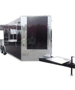 8.5' x 22' Concession Food Trailer Black BBQ Event