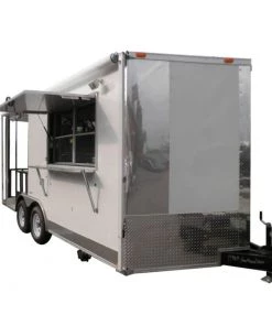 Concession Trailer 8.5' x 17' White - BBQ Smoker Food Vending