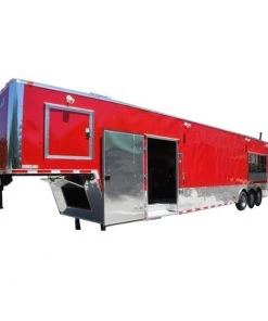 Concession Trailer 8.5'x48' Red - Gooseneck Food BBQ Smoker Catering