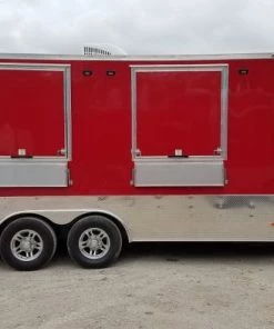 8.5' x 16' Red Half V-nose Half Flat Front Food Trailer With Appliances 47 8.5' x 16' Red Half V-nose Half Flat Front Food Trailer With Appliances -Cheap Concession Trailers Shop 20190606 144627 1
