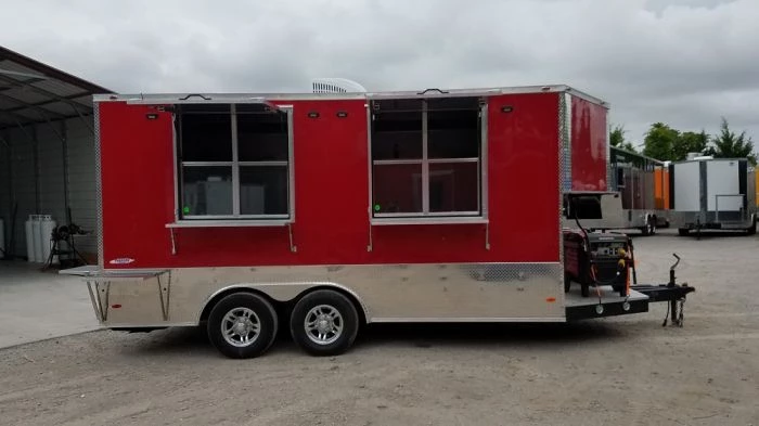 8.5' x 16' Red Half V-nose Half Flat Front Food Trailer With Appliances 2 8.5' x 16' Red Half V-nose Half Flat Front Food Trailer With Appliances - Image 2