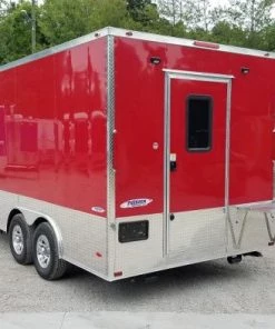 8.5' x 16' Red Half V-nose Half Flat Front Food Trailer With Appliances 50 8.5' x 16' Red Half V-nose Half Flat Front Food Trailer With Appliances -Cheap Concession Trailers Shop 20190606 144748 1