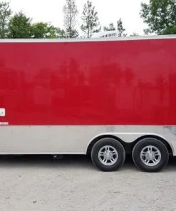 8.5' x 16' Red Half V-nose Half Flat Front Food Trailer With Appliances 37 8.5' x 16' Red Half V-nose Half Flat Front Food Trailer With Appliances -Cheap Concession Trailers Shop 20190606 144757 1