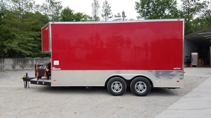 8.5' x 16' Red Half V-nose Half Flat Front Food Trailer With Appliances 10 8.5' x 16' Red Half V-nose Half Flat Front Food Trailer With Appliances - Image 10