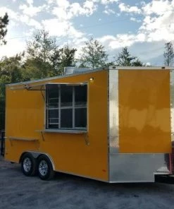 8.5' x 16' Yellow Food Concession Trailer with Appliances -Cheap Concession Trailers Shop 20190618 182411 1