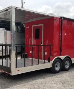 8.5' x 26' Red Porch Style Concession Food Trailer -Cheap Concession Trailers Shop 20190722 105038 1