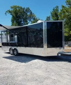 8.5' x 24' Porch Style Black Concession Food Trailer -Cheap Concession Trailers Shop 20190816 105919 1