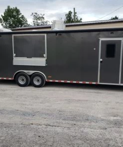 8.5' x 28' Charcoal Grey Concession Food Trailer