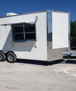 8.5' x 16' White Concession Food Trailer With Appliances