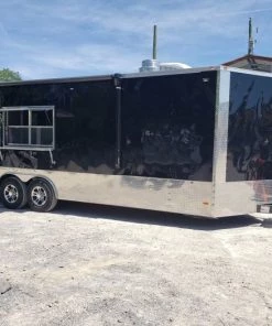 8.5' x 24' Porch Style Black Concession Food Trailer With Appliances -Cheap Concession Trailers Shop 20190830 124218 1