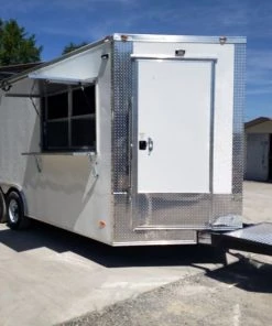 8.5' x 18' White Concession Food Trailer with Restroom