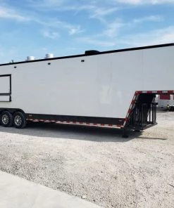 8.5' x 40' White Gooseneck Concession Food Trailer