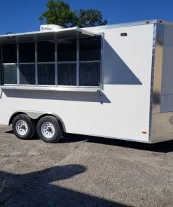 White 8.5x16 Catering Concession Food Trailer
