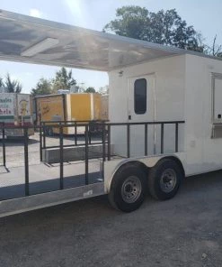 8.5' x 22' White Porch Style Concession Food Trailer -Cheap Concession Trailers Shop 20191003 123828 1