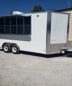 8.5' x 16' White Catering Concession Food Trailer With Appliances