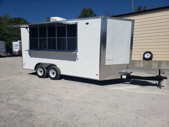 8.5' x 16' White Catering Concession Food Trailer With Appliances 1 8.5' x 16' White Catering Concession Food Trailer With Appliances