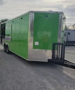 8.5' x 24' Lime Green Porch Style Concession Trailer with Restroom -Cheap Concession Trailers Shop 20191015 090456 1