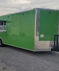 8.5' x 24' Lime Green Porch Style Concession Trailer with Restroom