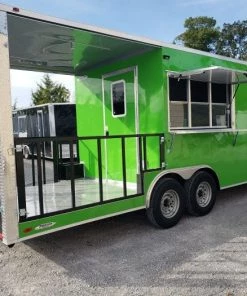 8.5' x 24' Lime Green Porch Style Concession Trailer with Restroom -Cheap Concession Trailers Shop 20191015 090548 1