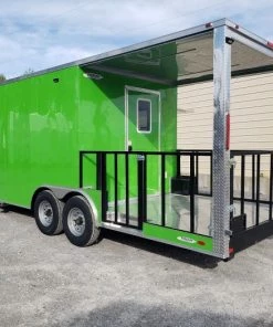8.5' x 24' Lime Green Porch Style Concession Trailer with Restroom -Cheap Concession Trailers Shop 20191015 090611 1