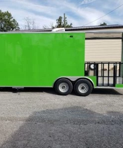 8.5' x 24' Lime Green Porch Style Concession Trailer with Restroom -Cheap Concession Trailers Shop 20191015 090620 1