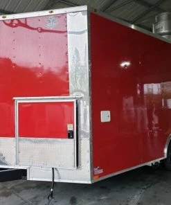 8.5' x 16' Victory Red Vending Concession Food Trailer With Appliances