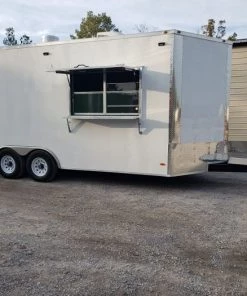 8.5' x 18' White Concession Food Trailer With Appliances
