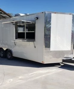 8.5' x 18' White Concession Food Trailer With Appliances