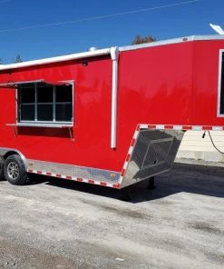 8.5' x 27' Victory Red Gooseneck Concession Food Trailer