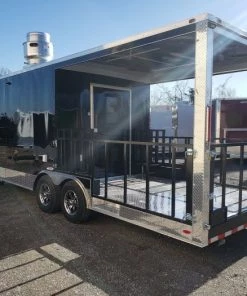 8.5' x 24' Black Porch Style Concession Food Trailer -Cheap Concession Trailers Shop 20191211 102508 1