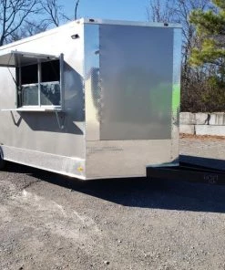 8.5' x 20' Light Pewter Porch Style Concession Food Trailer