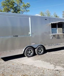 8.5' x 20' Light Pewter Porch Style Concession Food Trailer -Cheap Concession Trailers Shop 20191211 103701 1