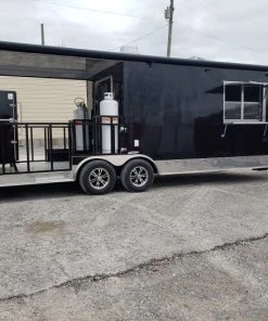 8.5' x 24' Black Porch Style Concession Food Trailer With Appliances -Cheap Concession Trailers Shop 20191226 095322 1