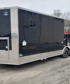8.5' x 24' Black Porch Style BBQ Vending Food Trailer with Appliances -Cheap Concession Trailers Shop 20200312 100018 1