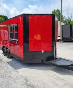 8.5' x 16' Red Concession Food Trailer Blackout