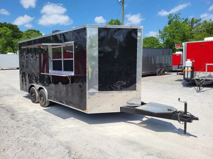 Concession Trailer 8.5' X 18' Black Food Event Catering 1 Concession Trailer 8.5' X 18' Black Food Event Catering