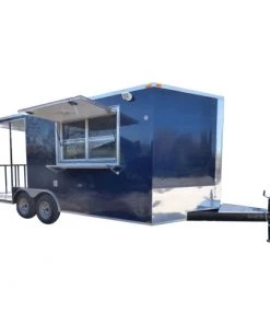 Concession Trailer Indigo Blue 8.5' x 17' BBQ Smoker Event Catering