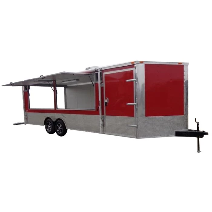 8.5' x 24' Enclosed Red Food Trailer Car Hauler Catering Event 1 8.5' x 24' Enclosed Red Food Trailer Car Hauler Catering Event