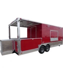 Concession Trailers 8.5'x24' Red - Food Catering Enclosed Kitchen Restroom