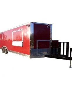 Concession Trailer 8.5'x24' Red - Custom Enclosed Food Kitchen