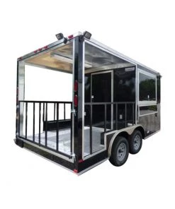 Cheap Concession Trailers Shop 22 8.5' x 14' Black Concession Food Trailer Catering Event