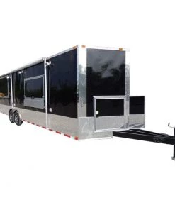 Concession Trailer 8.5'x28' Black - Vending Smoker Style Kitchen