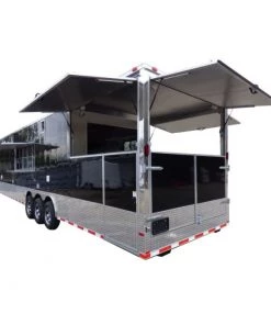 Concession Trailer Gooseneck Black 8.5' x 45' BBQ Smoker Event Catering Restroom