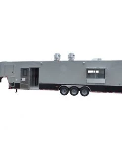 8.5' x 40' Grey Gooseneck Concession Food Trailer With Appliances