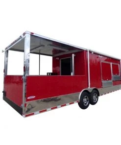 8.5' x 28' Concession Food Trailer Red Catering Event Trailer