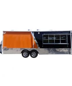 8.5' x 24' Concession Food Trailer Orange and Black With Appliances