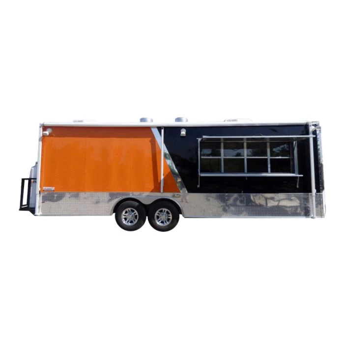 8.5' x 24' Concession Food Trailer Orange and Black With Appliances 1 8.5' x 24' Concession Food Trailer Orange and Black With Appliances