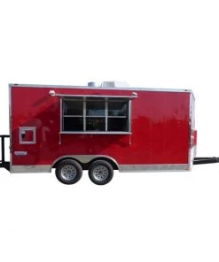 8.5' x 16' Concession Trailer Red Food With Appliances