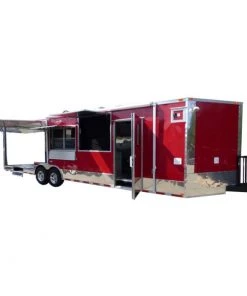 8.5' x 30' Concession Food Trailer Red With Appliances